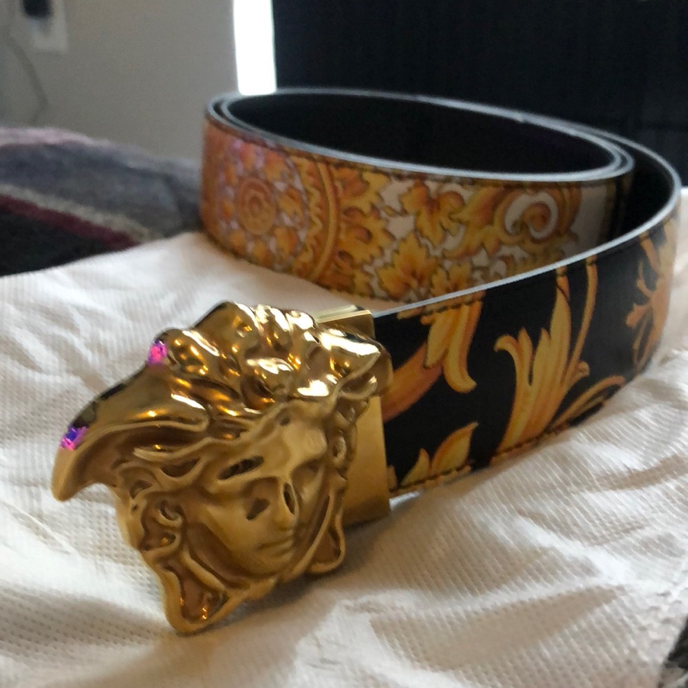 Versace belt barocco leather belt male print